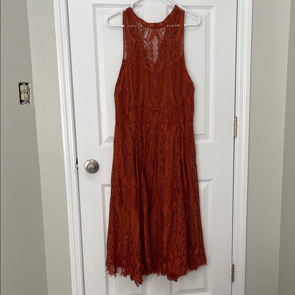 Free People Lace Midi Dress - Rust